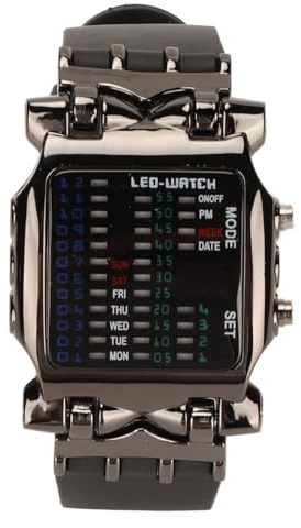Aramox Montre-Bracelet à Affichage Binaire LED, Design Innovant en Forme de Crabe, Bracelet en Silicone, Montre électronique Unique pour Les Amateurs de Technologie