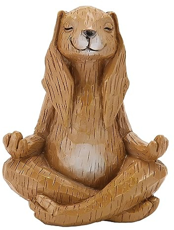 Acouto Meditating Rabbit Sculpture, Cute Zen Yoga Pose Resin Statue, Handcrafted Animal Figurine 4.7 Inches, Token of Peace and Zen, for Home Desk Garden Decor
