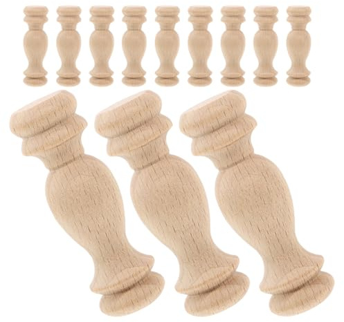 Hemobllo Wooden Finials 12Pcs Beige 6X1.8Cm Unfinished Decorative Pillars for Flagpole Toppers and Furniture Handles