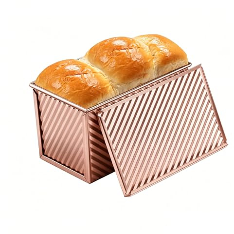 BIgGouannie Loaf Tin with Lid,1lb(450g) Bread Loaf Tin Non Stick Bread Tins for Baking,Steel Toast Bread Pan with Slide Cover Pullman Loaf Pan for Toast Bread Pan Baking Bread Tins