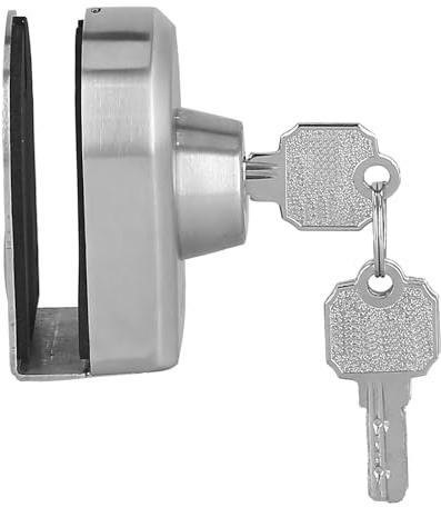 Sxhlseller Cerradura de Puerta de Vidrio sin Marco de Acero Inoxidable para 10-12 Mm de Espesor, Cerradura de Puerta Corrediza Antipalanca con Núcleo Engrosado y Almohadilla de Esponja para