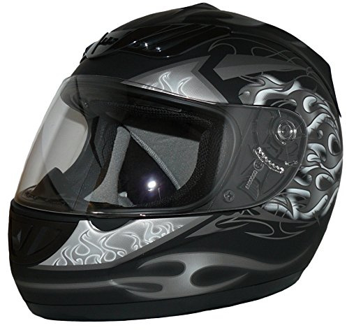 Protectwear Casque de Moto H510 Arrow, Noir Mat/Rouge