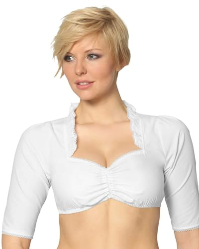 Stockerpoint Bluse B-1015 - Camisa para traje tradicional alemán para mujer, Blanco (Weiß), 50