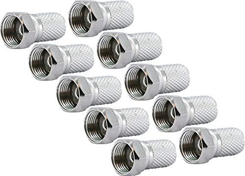 SCHWAIGER GmbH FST8010 531- F-Aufdrehstecker 10-er Set/ 8 mm Durchmesser/für Koaxialkabel/Verbindung von Stecker und Kabel/ 10 Stück/Silber