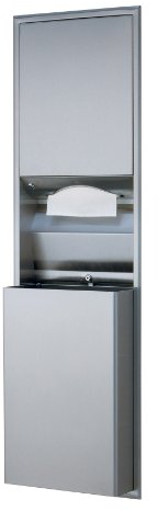 Bobrick ClassicSeries Recessed Convertible Paper Towel Dispenser/Waste Receptacle, 15.19 x 7.09 x 56, Satin Stainless Steel