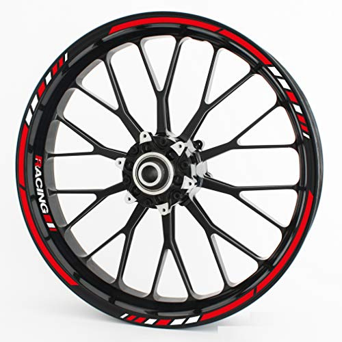 Felgenrandaufkleber RS - Komplettset für 15 16 17 18 19 - Farbe & Design wählbar - Rot, Design 3
