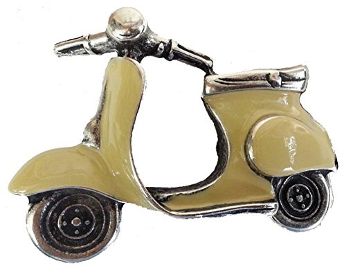 Norman K Modedesign Gürtelschnalle Motorroller, Beige, 9 cm x 6 cm, für 4 cm Breite Gürtel