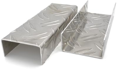 U-Profil Aluminium Riffel Duett 2000mm lang 1,5/2,0mm stark (20x40x20mm) Abdeckprofile Abdeckschienen Mauerabdeckung Zarge Hohlprofil Rahmen Profil Einfassung Führungsschiene Träger Innenmaß