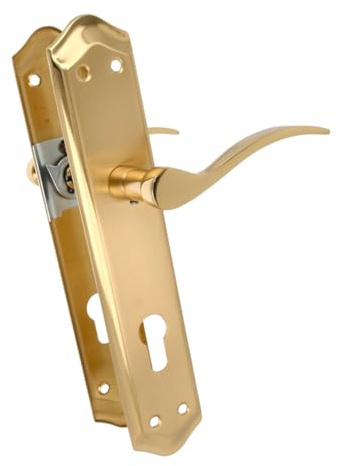 Amig – Türgriffset mit Platte für Innen- und Außentüren – Zamak-Stahl – Mattchrom-Finish – 256 x 48 mm mit 85-mm-Schlüsselloch – Inkl. einbruchhemmender Schrauben – Rostbeständig