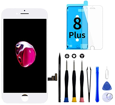 GOLDWANGWANG for iPhone 8 Plus Screen Replacement White Touch Display LCD Digitizer Full Assembly With Repair Tools and Screen Protector (5.5 inch, White)