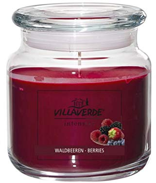 Große Duftkerze im Glas mit Deckel frischen Düften- ergiebig wirksam anhaltend Duftend - schöne Dekoration! (WALDBERREN - BORDEAUX)