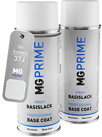 MG PRIME Autolack Sprühdosen für Subaru 37J Satin White Pearl Metallic/Satin Weiss Pearl Grundlack Basislack Spraydose 400ml