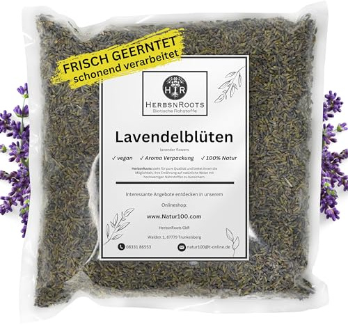 Lavendelblüten 500g • Lavendel intensiv duftend • Ganze Blüten für Lavendelsäckchen, Tee oder als Duft • 100% Natur • Kräutertee • Erste Wahl • HerbsnRoots