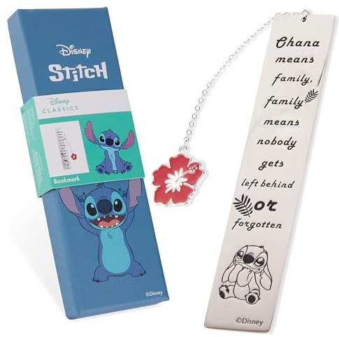 Disney Stitch bokmärken rostfritt stål för kvinnor tonåringar barn söt Kawaii bokmärkesbokälskare lärare uppskattning gåvor (silverstygn)
