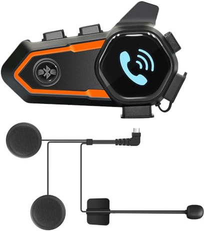 OBEST Interfono Casco Moto,Cuffie Casco Moto Bluetooth,Supporto per Doppia Intercomunicazione/Risposta Automatica a Mani Libere/Musica HD,per Ciclismo, Sci