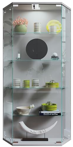 VCM Wandvitrine 83x17x114 cm 2 Türen 5 Fächer Holzwerkstoff Glas Büro | Präsentation und Aufbewahrung von Sammlerstücken - Wohnzimmer oder Büro - für Sammler und Liebhaber - Holzwerkstoff, Glas