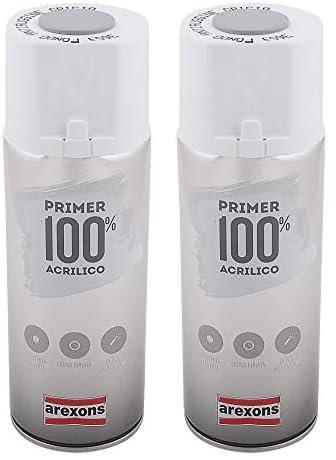 AREXONS PRIMER 100% ACRILICO Fondo Antiruggine Grigio Smalto vernice spray 400 ml, acrilico, resine di alta qualità, essiccazione rapida (Confezione da 2)