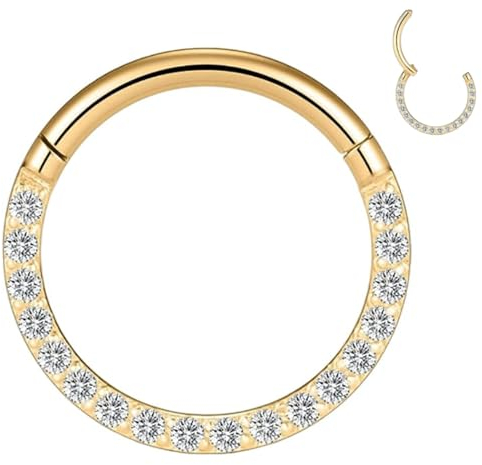 Nasenpiercing Titan piercing ring helix piercings– Universal Scharniersegment für Septum, Nase, Lippe, Ohr – Stilvolles Design (1,2 mm Stabstärke | 10 mm Innendurchmesser, Gold)