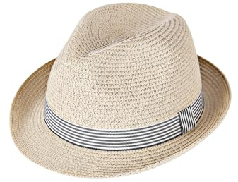 HONCO DIRECT Summer Panama Straw Fedora Hats for Men Women Trilby Hat Foldable Roll Up Short Brim Panama Beach Hat Topper Beige