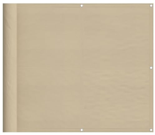 vidaXL Balkon Sichtschutz, Balkonbespannung mit Ösen Seil, Wasserfeste Balkonabdeckung, Balkonverkleidung für Balkon Terrasse, 90x800cm Beige 100% Polyester-Oxford