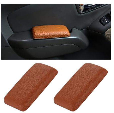 CGEAMDY 2 Pièces Coussin De Soutien Pour Accoudoir De Portière De Voiture, Coussin Protection Pour Accoudoir Porte En Cuir Souple, Coussin Genoux Universel Pour La Plupart Voitures(Marron)