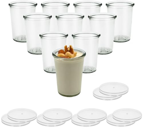 mikken 10 Joghurtgläser mit Deckel 150 ml Dessertgläser Joghurtbecher auch passend für Thermomix Varoma