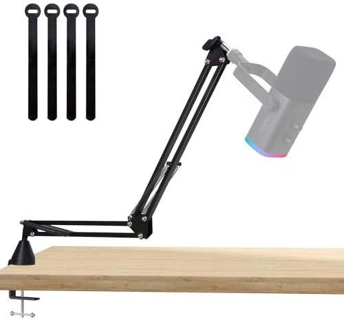 SUNMON Niedriges Profil-Mikrofonarm, Galgenarm für HyperX QuadCast, Blue Yeti, Fifine AM8, HyperX SoloCast und mehr, schwarzer Metall-Mikrofonständer mit 3/8 Zoll auf 5/8 Zoll Adapter, moderner