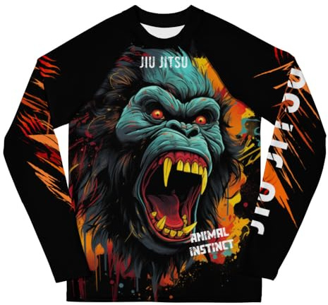 Youth Boys No Gi Jiu Jitsu Rash Guard - Painted Ape 2 - BJJ, Wrestling White