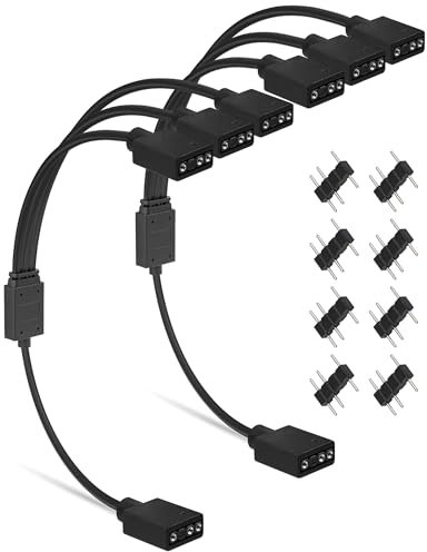 upHere Gaming ARGB Splitterkabel 1:3, 5V 3-Poliges LED-Sync für Computergehäuse, CPU-Kühler und 5V Lüfter (2er-Pack)