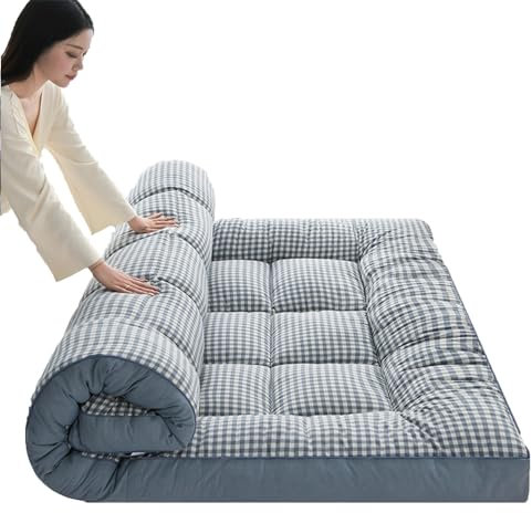 Japanische Matte, Einzelgröße, aufrollbare Bodenmatratze, weich und atmungsaktiv, Futon-Matratze für Zuhause, Camping, Couch, tragbar, faltbar, Schlafmatte, Blau, 120 x 200 cm