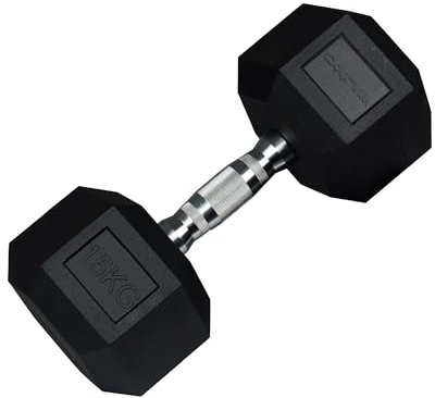 wuuhoo® Hexagon-Hanteln Dorian 2,5-27,5 kg Robuste, gummierte Gusseisen-Hanteln für Krafttraining zu Hause, ergonomischer Griff, perfekt fürs Homegym, auch als 2er-Set erhältlich 15 kg