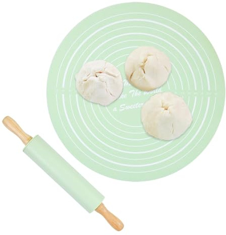 Rouleau à pâtisserie avec tapis de cuisson en silicone, ensemble de rouleaux à pâte en silicone - Ensemble fondant de cuisine,Kit combiné de tapis de pâtisserie antiadhésif pour rouleau à pâtisserie,