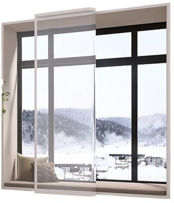 JMORCO Thermovorhang Kälteschutz 1er-Pack transparenter Eva-Wintervorhang, doppelschichtig, Thermisch, mit Klettverschluss, staubdicht, Winddicht, (Width 100,Height 70)
