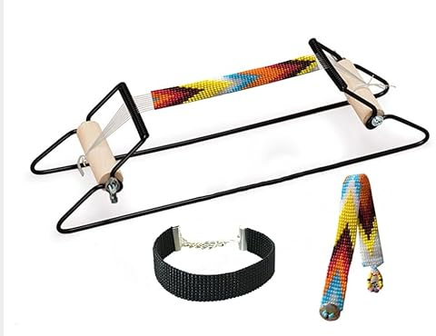 Hominas Perlenwebrahmen, Perlen Weben Loom Webrahmen aus Edelstahl Holzperlen Strickmaschine für Einsteiger, inkl. Weave, Ketten, Armbänder und mehr