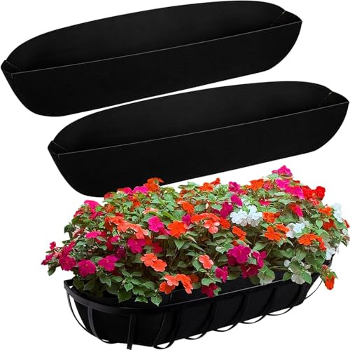 GIONAR 3PCS Fabric Window Box liners-36 inch/91CM Fabric Planter Basket Liner-Rectangle Felt Flower Pot Liners-Hanging Plant Basket Fiber Insert for Garden Wall Hanging Planter Flower Vegetables