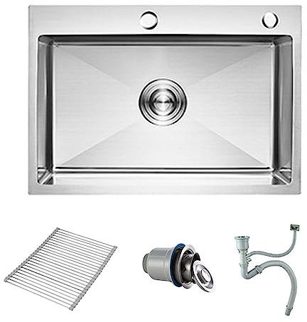 CZAOERXB Fregadero de Cocina Fregadero de Cocina de 1 tazón, Fregaderos bajo encimera, Fregadero de Cocina Cuadrado, Fregadero de Cocina Cuadrado, Fregadero bajo encimera, con escurridor, T