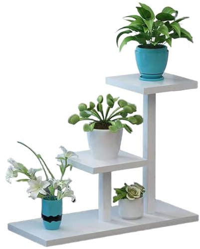 DECORN Titulares de Plantas de Esquina Soporte de Planta suculenta Cuadrada Estante de Planta de Borde de Ventana de Mesa de Metal Estante de exhibición de Flores,Blanca,Small