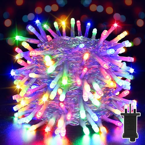 Isisyu Fairy Lights Plug in, 99Ft/30M 300 LED Waterproof String Lights Mains Powered, Multicolor Christmas Lighting Indoor Outdoor with 8 Modes, Timer, Memory for Garden Party Decorations