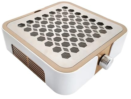 TENVORA Aspirateur Ongle,Aspirateur Ongles Professionnelle Aspirateur à Ongles sans balais, Puissant, 60 W, avec Filtre Amovible, Silencieux(Gold,A)