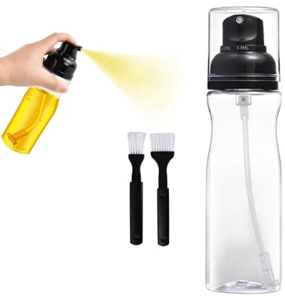 Naapesi Vaporisateur Huile, 250 ml Spray Huile Cuisine avec 2 Brosse, Pulvérisateur d'huile d'olive réglable, Spray Huile Cuisine Air Fryer, Pulverisateur Huile Cuisine pour Griller, Salade, Cuisson