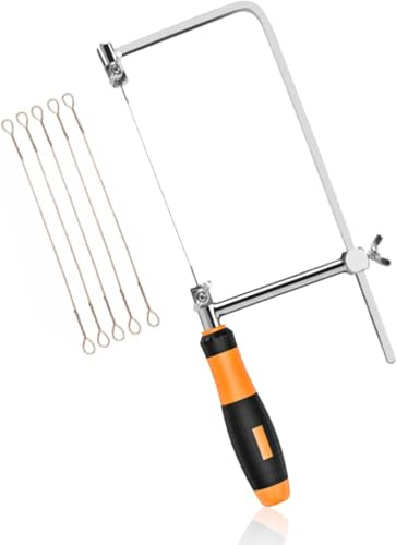 VOBOR Sega da Gioielli, Seghetto da Traforo con Telaio Regolabile e 5 Lame, Strumento di Taglio per Legno, Pietra, Giada, Metallo (L)