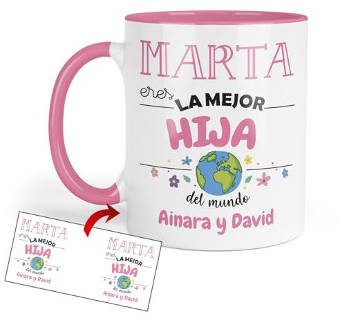 Kembilove Taza Hija Personalizada | Regalo para Hija Original | Detalle Personalizable Cumpleaños Navidad Amigo Invisible Familia | Tazas Personalizadas Hijas | Cerámica 350 ml