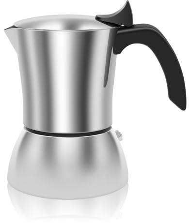 Caffney Stovetop Coffee Makers Espresso Maker 304 Stainless Steel Moka Pot for Induction 4 Cups Coffee Percolator Pot (4 Cup x 50ml)