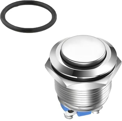 Botón de Arranque Redondo, Interruptor Pulsador Momentáneo de 12 V y 16 mm, Interruptor Instantáneo Metálico, Botón Pulsador Impermeable, Botón de Arranque Automotriz, Botón de Timbre Redondo