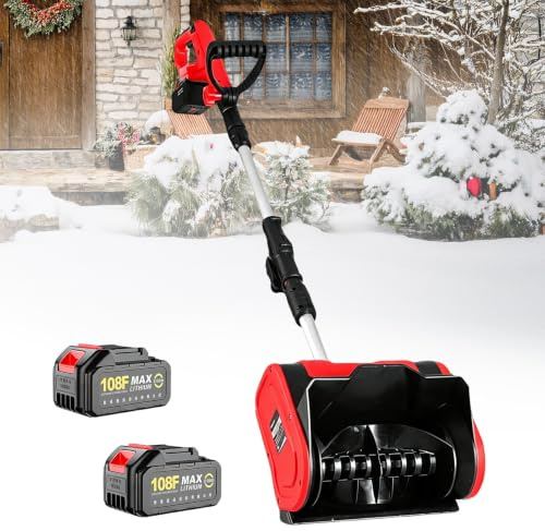 LURECAQING Pala da Neve elettrica 21V Batteria,Asta telescopica 6.0AH-Red