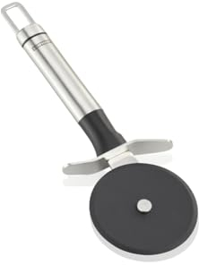 Leifheit Pizzaschneider NylonSterling-Serie, Pizzaroller aus Edelstahl mit Nylonrad, Schneiden ohne Kratzer, Pizza cutter mit ovaler Griffform, Fingerschutz und praktischer Aufhängeöse, silber