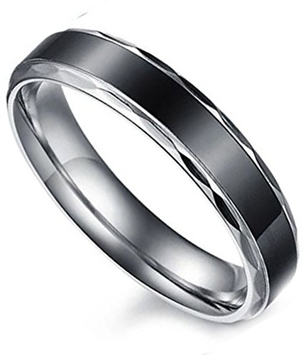 Flongo Partnerringe Damenring Herrenring Ring Edelstahl Band Ring Silber Schwarz Valentine Paar Ringe Verlobung Engagement Verlobungsringe Hochzeit