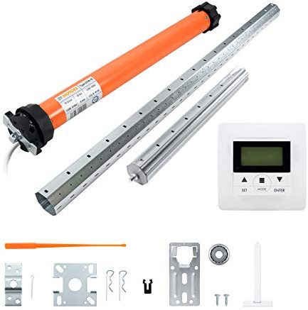 3T-MOTORS Rollladenmotor Komplettset mit Zeitschaltuhr, SW60 Welle 1,50 m, 3T45-10 (Zugkraft 10 Nm/25 kg) mit mechanischen Endschaltern, einfache Montage mit Zubehör, Rollladenantrieb
