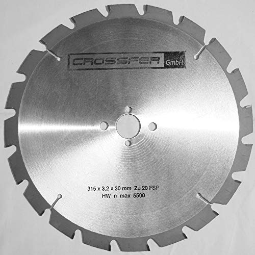 NAGELFEST Hartmetall Kreissägeblatt | Ø160 bis Ø700 mm | HM Kreissägeblatt Nagelfest für Holz | Sägen mit Wippsäge, Tischkreissäge, Kreissäge, Kappsäge | CROSSFER® (Ø315 x 30 (Z20) FSP Flachzahn)