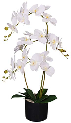 Leaf Kunstpflanze Orchidee, Blätter, 60 cm, groß, Weiß, 60cm Large White, LEAF-7040